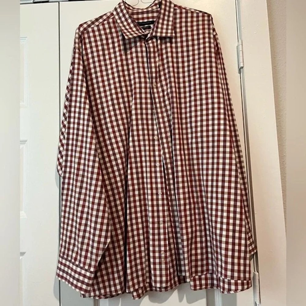 Sean John Mens Red Plaid Button Down